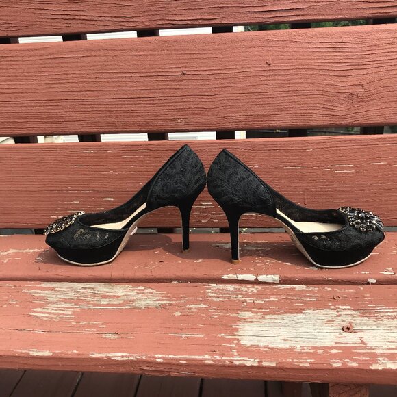 Gothic Lolita Victorian Lace & Rhinestones Stiletto Shoes US 6 - Picture 5 of 8